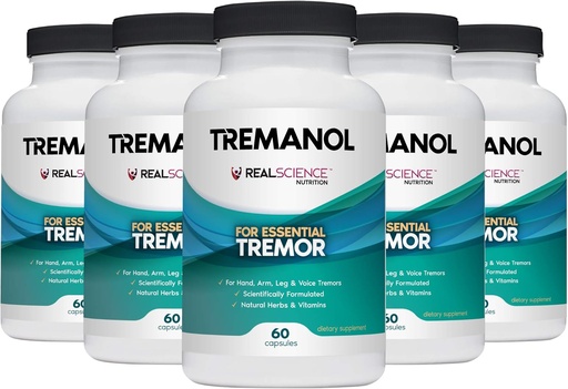 [BRSWKYI7CAFREFYV] Tremanol – Pack of 5 - Natural Aid for Essential Tremor - Provides Relief for Shaky Hands, Arm, Leg, & Voice Tremors