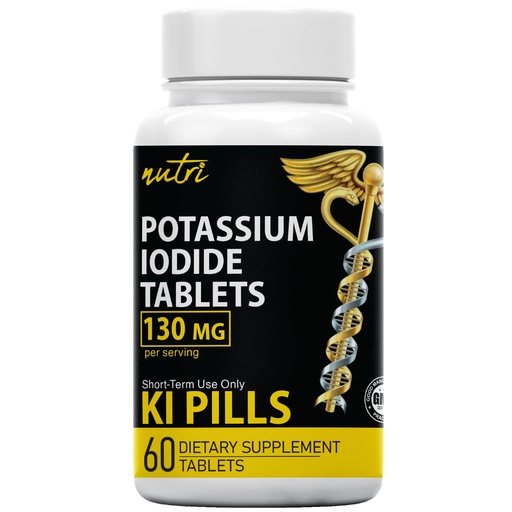 [BRSW2CT7CMOQOFA7] Potassium Iodide Tablets 130 mg - (60 Tablets) 10 Year Shelf-Life EXP 2034 to 2035 - Ki Pills - Yoduro de potasio - Nutri Supplements - 3rd Party Tested - NSF cGMP Certified Facility - Shelf Stable