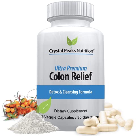 [BRSWYHA5CAMW22YY] Natural Colon Cleanser Capsules for Constipation Relief and Gut Cleanse Detox - Cascara Sagrada, Psyllium Husk & Bentonite (60 Capsules)