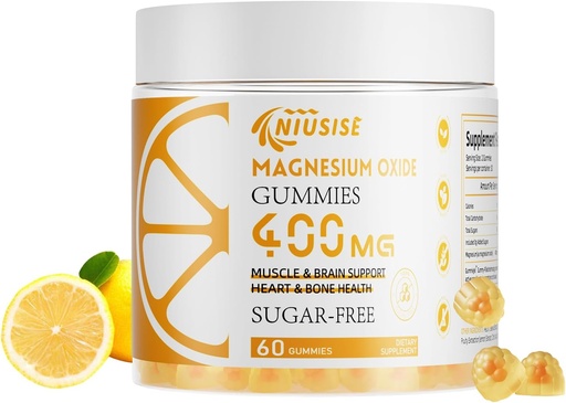 [BRSRAZQLOADQEYL6] Magnesium Oxide Gummies for Men & Women, Easily Absorbed Magnesium Gummies Supplement for Muscle, Bone and Heart Support, Magnesium Complex Supplement 400mg
