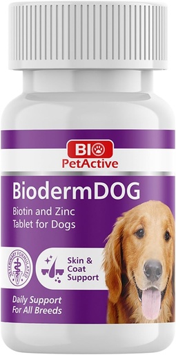 [BRSW2HD5O4ORAYI7] Bio Pet BiodermDOG activo 0.5 Zinc e Biotin Tablets para cans, sistema inmunitario, pel, abrigo e apoio para cans, 1.32 oz, 75 Tablets Chewable