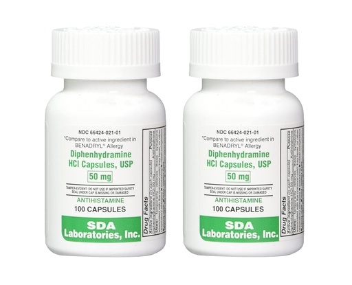 [BRSROZ34OF4AGE3G] SDA LABORATORIES Diphenhydramine 50mg, Allergy Relief, Antihistamine Capsules, Fast-Acting Formula for Sneezing, Runny Nose & Itchy Eyes – 100 Count (2 Pack)
