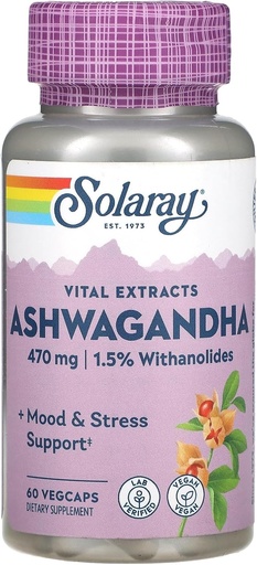 [BRSWIYTYO4GR23LG] SOLARAY Ashwagandha, 470 mg, 60 VegCaps