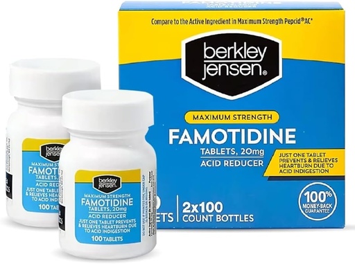 [BRSWIZQQOMBQCCTY] berkley jensen Maximum Strength Famotidine 20 mg - (200 Count), Acid Reducer Tablets, Relieves Meal-Induced Heartburn & Acid Indigestion Symptoms, All-Day Heartburn Prevention & Relief