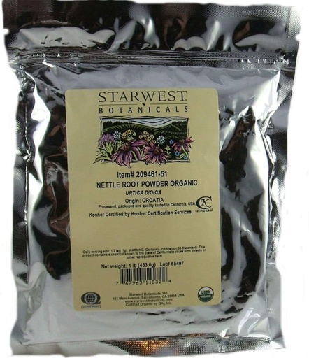 [BRSWICAYOV4QI3IZ] Nettle Root Powder Organic - Urtica Dioica, 1 lb,(Starwest Botanicals)