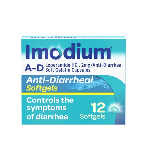 [BRSWKGQAOQPGCDI3] Imodium A-D Diarrhea Relief Softgels with Loperamide HCl, Anti-Diarrheal Medicine to Help Control Symptoms of Diarrhea Due to Acute, Traveler's Diarrhea, HSA/FSA Eligible, 12 ct
