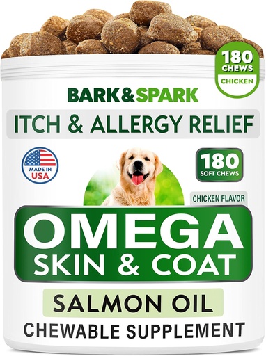 [BRSROCA5DF4AIHIU] BARK&SPARK Omega 3 for Dogs - 160 Fish Oil Treats for Dogs - Skin and Coat Supplement - EPA & DHA Fatty Acids - Canine Salmon Oil - Anchovy