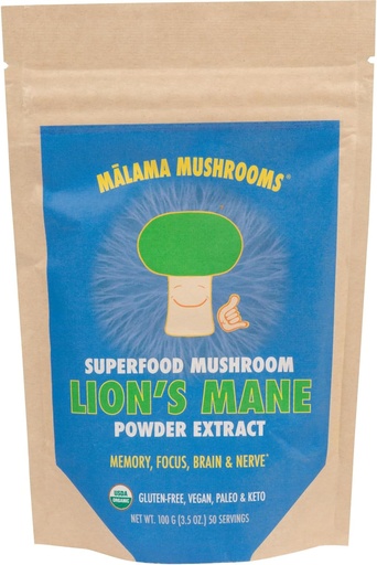 [BRSROGA5PJ7AEGY4] Lion 's Mane ekstrakt proszek przez Malama, Organic Fruiting Body Lions Mane Mushroom Proszek, Superfood Adaptogenetic, Wspomaga pamięć, Focus, Mózg, & Nerves