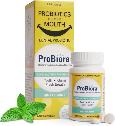 [BRSWIZAFPMEBUCLO] ProBiora Oral Probiotics for Teeth and Gums ← Probióticos dentales para mejorar la salud oral ← Tratamiento de la respiración mala para adultos  ProBiora3 Patented Probiotic Blend ← Blanqueamiento de dientes Ø 30 Mint Tablets