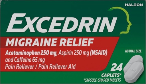 [BRSWIGIRPMPQA33E] Excedrin Migraine Pain Reliever Caplets 24 ea (Pack of 3)