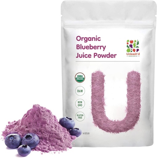 [BRSRAHYTA4PQGDTF] UNLEASH'D ORGANIC Organic Blueberry Juice Powder 16 oz 100% Pure Natural Green Food, Rich in Antioxidants and Vitamins, Aids Digestion and Boosts Immune Function