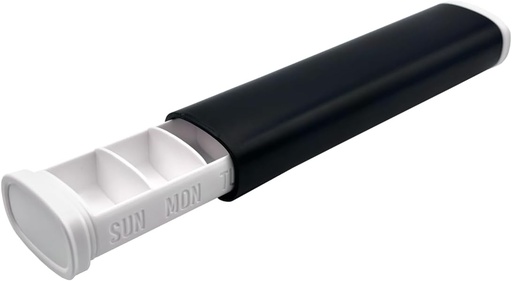 [BRSRAAICOAARUGT4] EZY Dose Slide pilleri Organizer, BPA-vapaa lääke säilytys tapauksessa kestävä BPA-vapaa muovi muovi Exterior, suuri 7 päivän viikko-osastot, tabletit, vitamiinit, kompakti, 6,5 tuuman, musta