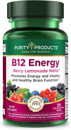 [BRSWI2YLOYPAAELA] Чистота Продукти B-12 Energy Berry Lemonade Melt w/Super Fruits Methylcobalamin B12 - Витамини B6, D3, Folic Acid and Biotin - Висока Абсорбция МекобалАктивни B 12-30 таблетки за топене