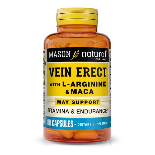 [BRSWIYIRDMMRW3TG] MASON NATURAL Vein Erect with L-Arginine and Maca - Supports Sexual & Vascular Health, Supplement for Varicose Veins and Spider Veins, 80 Capsules