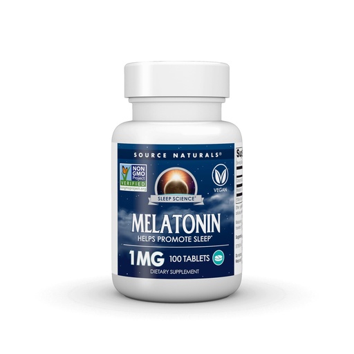 [BRSWIYTYCUPGIFT2] Source Naturals Melatonin, Helps Promote Sleep* - 1 mg - 100 Tablets