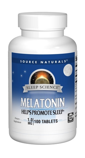 [BRSWIZQIBQCBKDI3] Source Naturals Sleep Science Melatonin 1mg - Safe, Non Habit - 100 Tablets (Pack of 2)