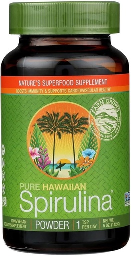 [BRSWIYT3BEHGGCT6] Pure Hawaiian Spirulina Pulber Natural Premium Spirulina Hawaii Vegan, Non-GMO, Immunity Support - Superfood Supplement & Natural Multivitamiin, 5 Ounce
