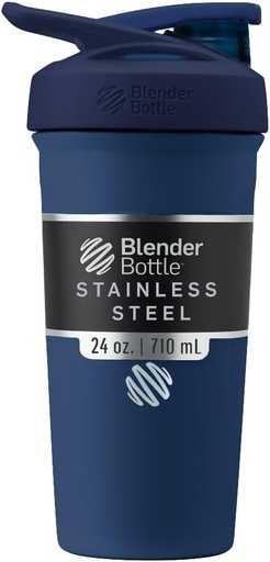 [BRSW2CARB4MQOCDA] BlenderBottleのスポーツはワイヤー ウィスク、24-Ounce、海軍が付いているステンレス鋼のシェーカーのびんを- Athletes及び適性のenthusiastsのための蛋白質の揺れ及び水和を、容易な混合し、飲み物を風邪、ロックできるふた保ちます