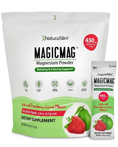 [BRSRAZD6OIBWKHQU] NaturalSlim MagicMag Magnesium Citrate Powder, Strawberry Lime, 0.16 oz | Supports Stress, Constipation, Muscle and Heart Health, Rest and Digestive Support, Magnesium Supplement for Women and Men