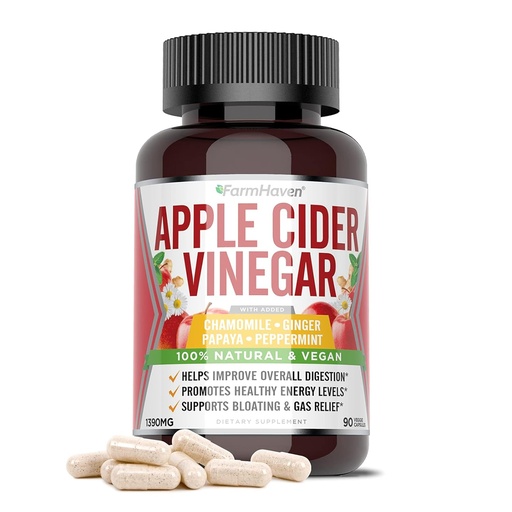 [BRSW2YI3BEHWKHL4] FarmHaven Apple Cider Vinegar Capsules with Mother, ACV Capsules with Mother 1390MG, Apple Cider Vinegar Pills with Ginger, Apple Vinegar Pills for Digestion Healthy, Vinegar Tablets with Mother