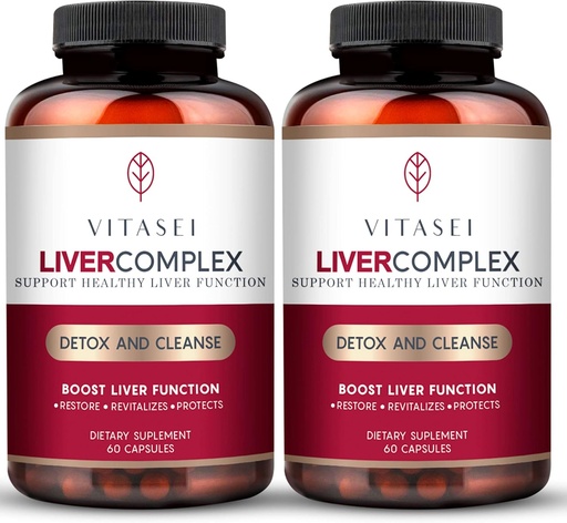 [BRSW2AYROR7BA2Q2] VITASEI Liver Cleanse Detox & Repair, Liver Complex W/Milk Thistle Extract, Garcinia, Curcumin C3, Support Herbal Dietary Supplement, Detox Formula for Women & Men, 60 Capsule (Pack of 2)