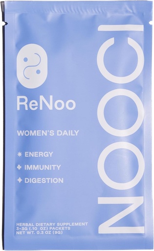 [BRSROAQDBYIBYH32] NOOCI ReNoo Women's Daily Powder for Energy, Inmunity, Digestion | Travel Size | No added Sugar | Non-GMO | Vegan | 3 Sachets, Green Tea