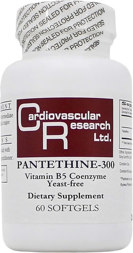 [BRSWYZT3DMDQGH34] Pantethine 300mg (Pantesin) 60 Softgels - 2 Pack - Ecological Formulas/Cardiovascular Research