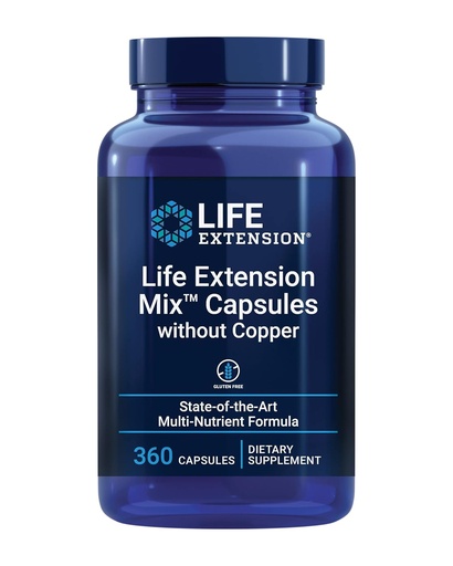 [BRSWGGIPBMHWYCTP] Life Extension Mix ™ kapszula Réz nélkül, nagy potencia, Advanced Vitamin, Ásványi, Gyümölcs- és Növényi Formula, B, C, D, E, a teljes test egészsége, egészséges öregedés, gluténmentes, 360 kapszula