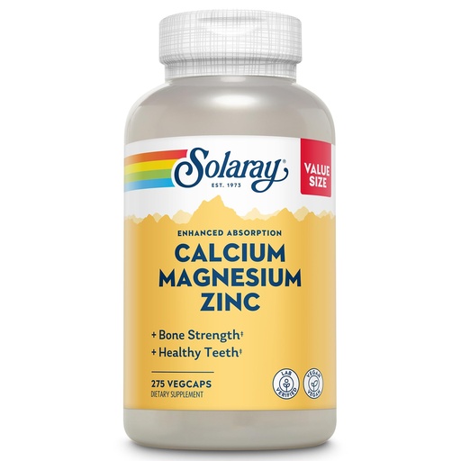 [BRSWGBT2CMHB6CD5] SOLARAY Calcium Magnesium Zinc Supplement - with Calcium 1000mg, Magnesium 500mg - Bone Health, Muscle Function, Heart Health and Immune Support - Vegan, 60 Day Guarantee, 68 Servings, 275 VegCaps