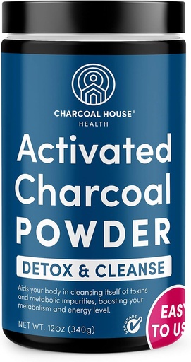 [BRSWIEIAPN6QECTU] Charcoal House Detox & Cleanse USP Medical Grade Coconut Shell Activated Charcoal Powder for Natural Cleanse & Health - With High Adsorptive & Fast Acting Capacity - 12 oz - 1 Qt