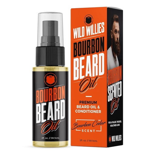[BRSWGZALDEMRQ2TB] Wild Willies Premium Beard Oil & Conditioner (Bourbon Cedar) - Natural, Organic Ingredients & Essential Oils Promotes Beard Growth, Removes Itch & Dandruff - Deep Softener & Restores Moisture - 2 Oz