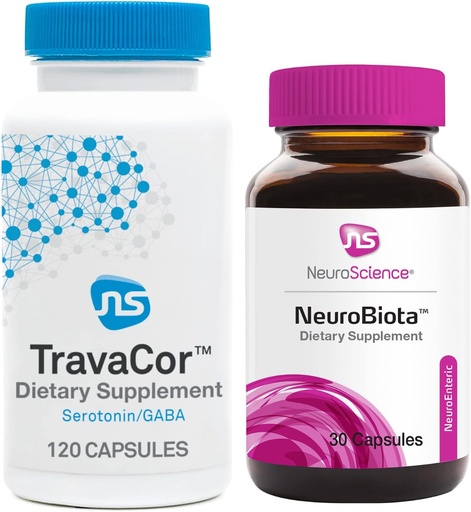 [BRSROYITPN7RSEY2] NeuroScience NeuroBiota (30 Capsules) + TravaCor (120 Capsules) Mood Support Bundle - Mood Probiotic + Supplement to Help Reduce Stress + Anxiousness - Immune + GI Health (2 Products)