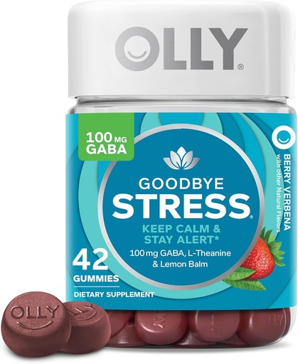 [BRSWKH3YBMIAMF3H] OLly Goodbye стрес Gummy, GABA, L-theanine, Lemon Balm, Stress Relief Addition, Berry - 42 Count