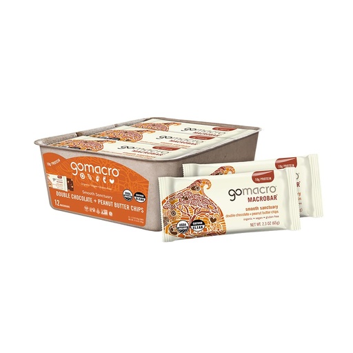 [BRSWYZ3RAV6BA2TO] GoMacro Macro Barre de protéines végétales biologiques - Double chocolat + croustilles de beurre d'arachide (2.3 Bars d'Once, 12 Nombre)