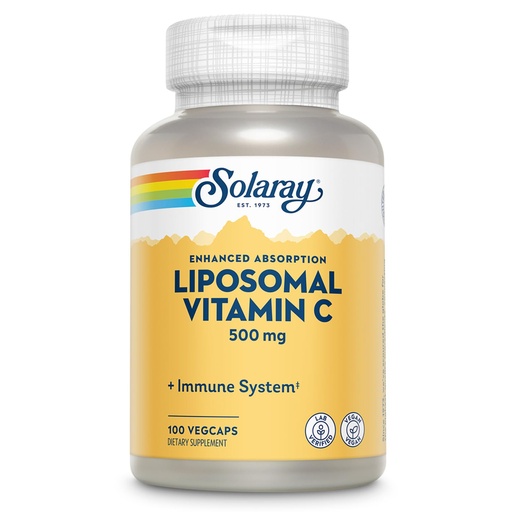 [BRSWKEAGCQDAO3YZ] SOLARAY Liposomal Vitamin C 500mg - Enhanced Absorption Vitamin C Liposomal Blend with Fatty Acids - Antioxidant and Immune Support Supplement - Vegan, 60-Day Guarantee, 100 Servings, 100 VegCaps
