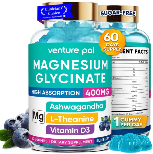 [BRSRAEIOAF4BYC3B] 60 Day Supply Magnesium Glycinate 400mg Gummies with Ashwagandha, L-Theanine, CoQ10, Vitamin D3 & B6, Sugar Free Magnesium Gummies for Adults & Kids, Stress Relief, Sleep & Calm, Vegan, Gluten Free
