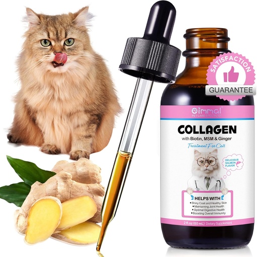[BRSRAH3YCQMWMHT6] Collagen for Cats 2 fl.oz, Liquid Collagen for Cats Drops, Premium Grass-fed Collagens for Cat Skin and Coat Supplement, Itch Relief for Cat with Allergies Immunity, with Bovine Collagens, Biotin, MSM