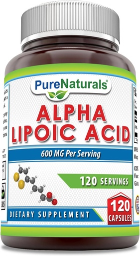 [BRSROHDYBN6RYF3A] Pure Naturals Alpha Lipoic Acid 600 mg 120 kapselin täydennysosa ...