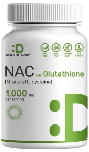 [BRSWYZDYBMDRSFDG] DEAL SUPPLEMENT NAC Supplement (N-Acetyl Cysteine) 1,000mg Per Serving with Reduced Glutathione, 240 Capsules – Antioxidant Support for Immune Health, Lung, & Liver Function
