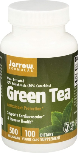 [BRSWIYYPOMMAEA3A] Jarrow Formulas Green Tea 500 mg - 100 Veggie Caps, Pack of 2 - Antioxidant Support - 50% Polyphenols - Cardiovascular & Immune Health - 200 Total Servings