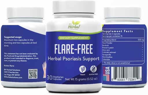 [BRSRAFLYOQDQEALP] FlareFree Psoriasis Support Supplement - Herbal Formula Skin Health & Comfort - Skin Wellness-en laguntza naturala