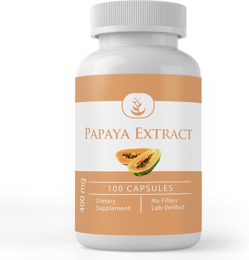 [BRSROHQYOV6GKALO] Pure Original Ingredients Papaya Extract, Always Pure, No Additives Or Fillers, Lab Verified (100 Capsules)
