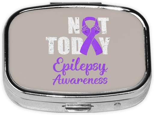 [BRSROEAZOYCGMALX] Not Today Epilepsy Awareness Ribbon Square Mini Pill Case Travel Medicine Organizer Portable Compartments Metal Pill Box