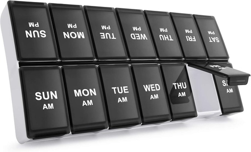 [BRSWYBD4AAIGGFD6] Sukuos Weekly Pill Organizer 2 Times A Day, 7 Day Pill Box AM PM Large Daily Pill Case Vitamin Organizer Pill Container for Vitamins, Fish Oils, Supplements