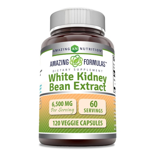 [BRSRO2Y7AAAWEF3A] Amazing Formulas White Kidney Bean Extract 6500 Mg | Vegetarian Capsules | Non-GMO | Gluten-Free | Made in USA (1 Pack | 120 Count)