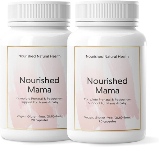 [BRSRAAT3BF5QYDLF] Nourished Mama Prenatal Multi Vitamin - Vegan Multivitamin for Preconception, Pregnancy, Postpartum and Breastfeeding Support - Iron-Free with Methylated Folate & High Dose Choline - 180 Capsules