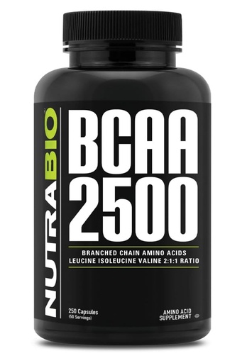[BRSROAARDMDQI3TL] NutraBio – BCAA 2500 – Branched Chain Amino Acids – Support New Muscle Growth and Prevent Muscle Breakdown – 250 Capsules