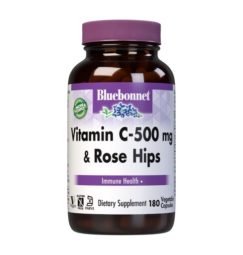[BRSWIYD4CJ4BKC3C] Bluebonnet Vitamin C 500 mg Plus Rosehips Vegetable Capsules, 180 Count