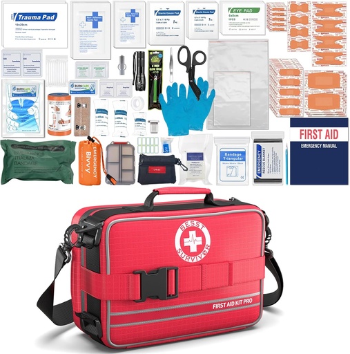 [BRSW2GIEC4CQOYDV] Comprehensive First Aid Kits- Advanced Trauma Kits with Labeled Compartments, Large Emergencies Medical Kits for Car, Home, Camping and Outdoor Emergencies -324Piece Set