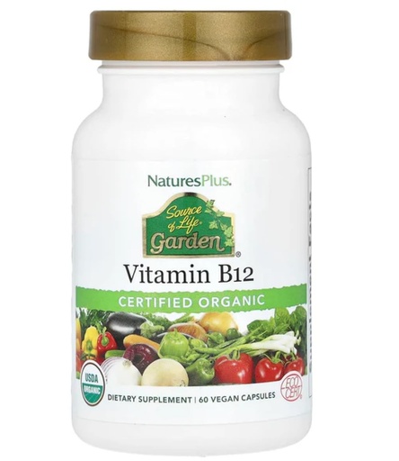 [BRSWECQPO55WCYLV] NaturesPlus Source of Life Garden Vitamin B12 - 60 Capsules - Includes 20+ Whole Food Extracts - USDA Certified Organic, Non-GMO, Vegan, Gluten Free - 30 Servings